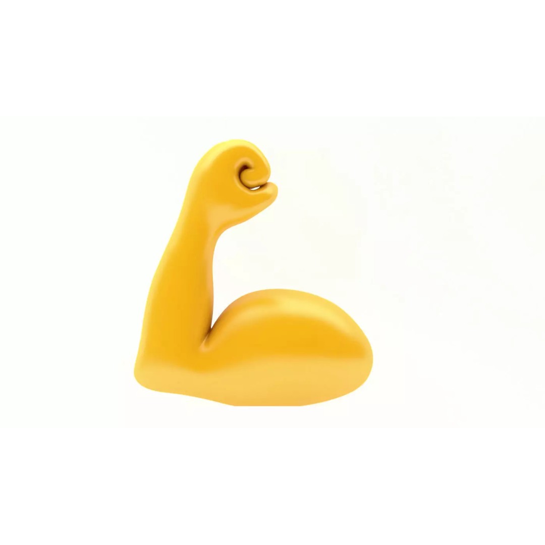 Emoji Hand Flexed Biceps 3D Model – Low Poly Character Asset, FBX - View 2