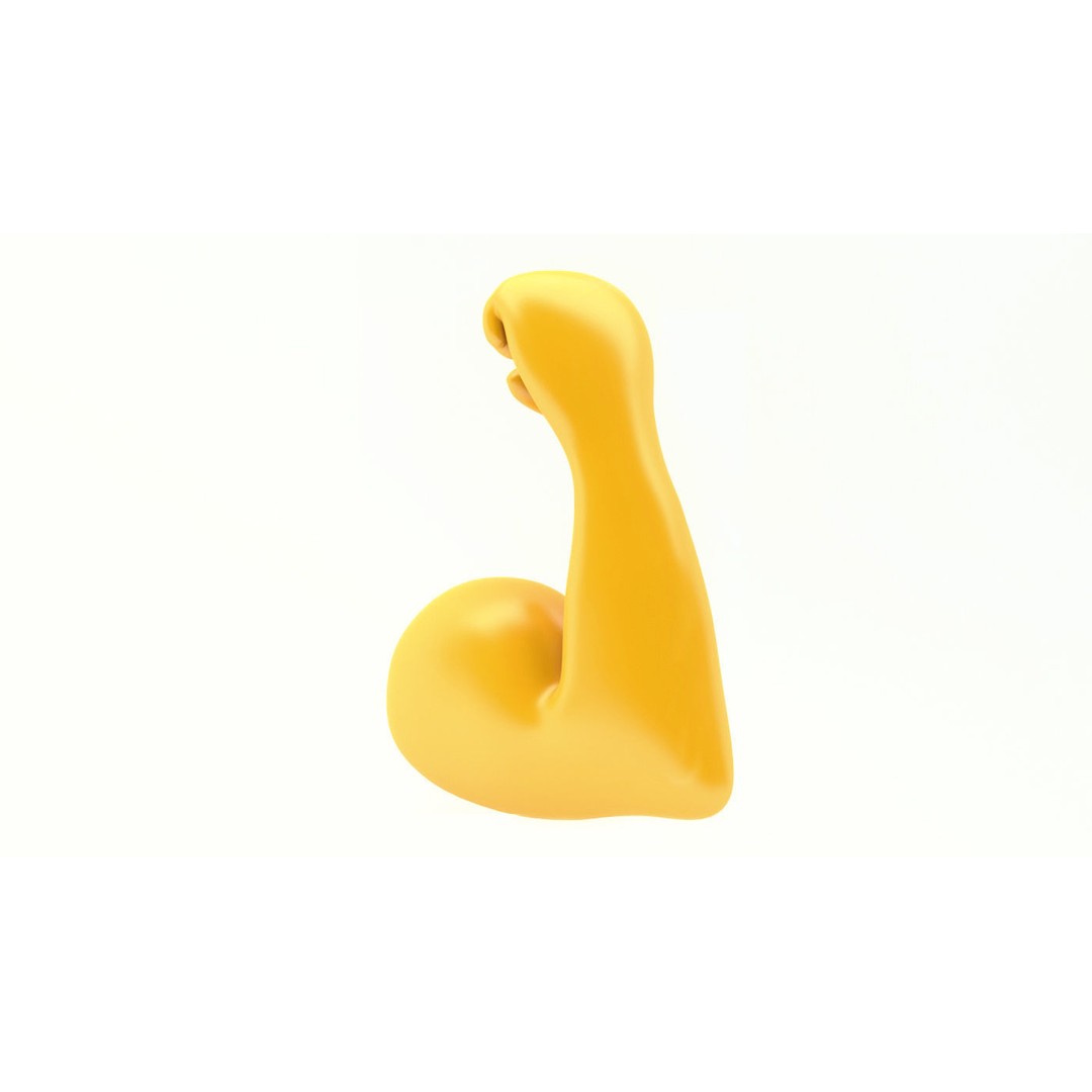 Emoji Hand Flexed Biceps 3D Model – Low Poly Character Asset, FBX - View 3