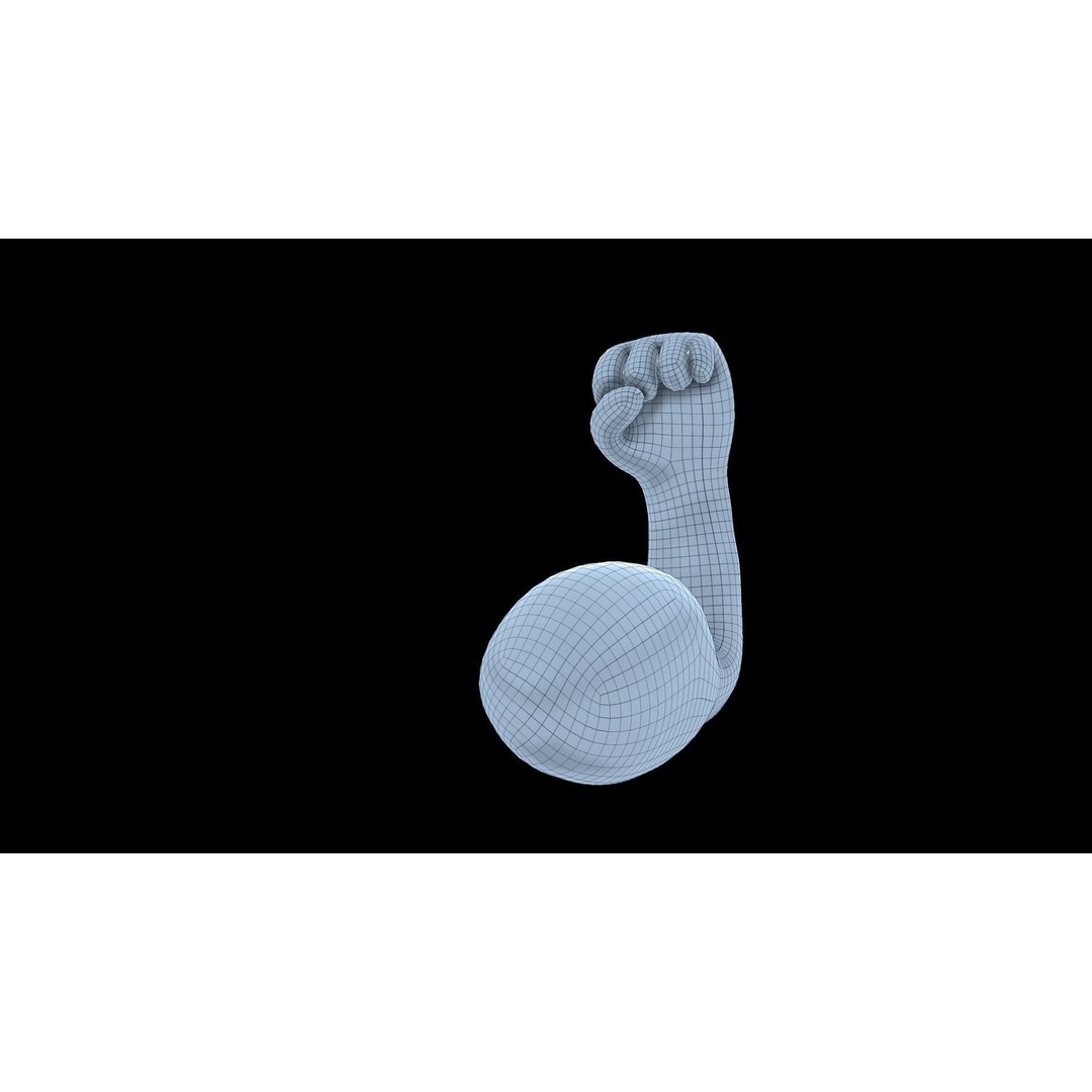 Emoji Hand Flexed Biceps 3D Model – Low Poly Character Asset, FBX - View 5