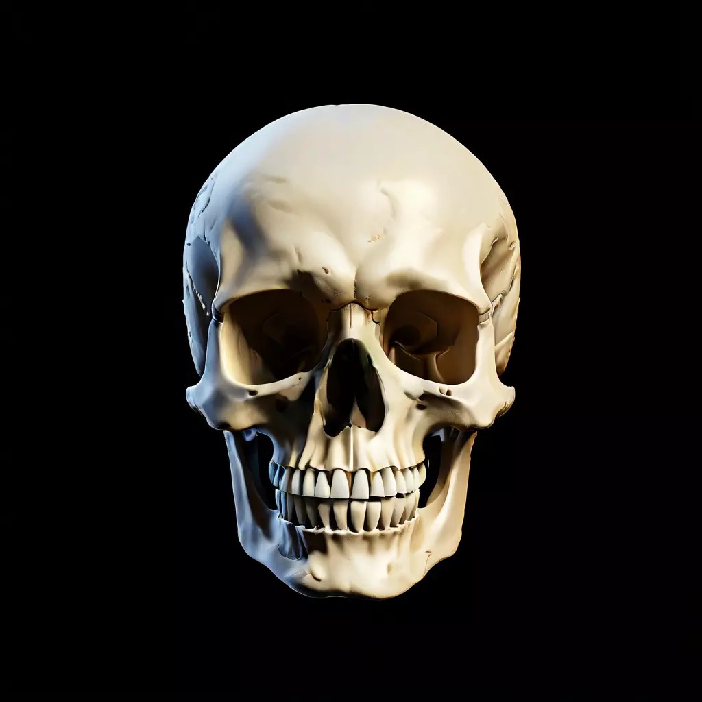 Realistic Human Skull 3D Model – Low Poly Game Asset, FBX, PBR Textures - View 2