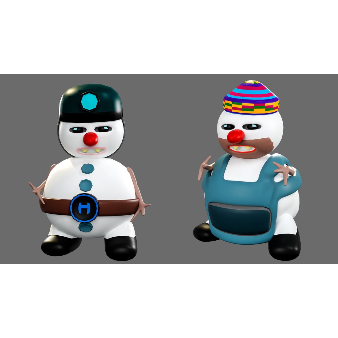 Funny Snowmen 3D Model – Low Poly Character Set, Game Ready, FBX - View 12