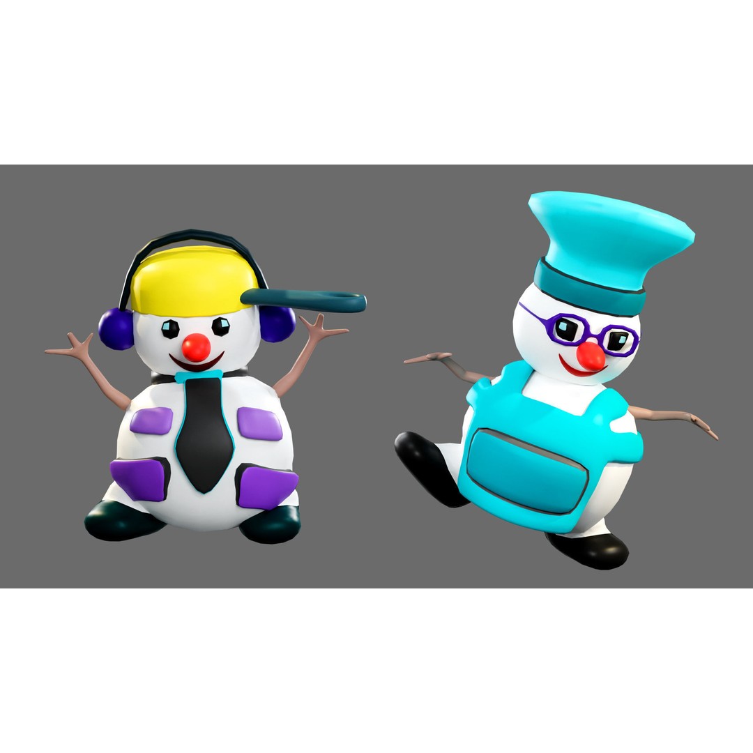 Funny Snowmen 3D Model – Low Poly Character Set, Game Ready, FBX - View 18