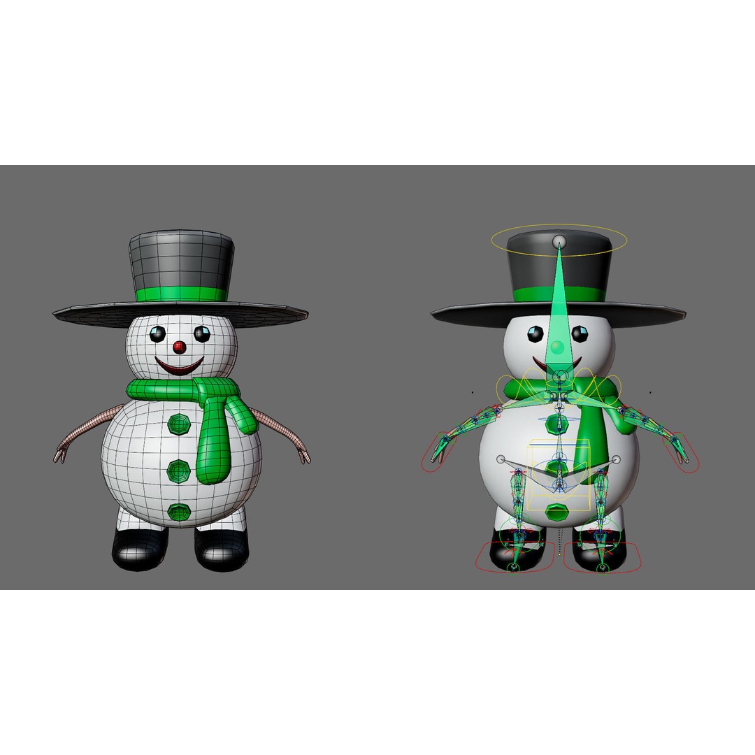 Funny Snowmen 3D Model – Low Poly Character Set, Game Ready, FBX - View 29