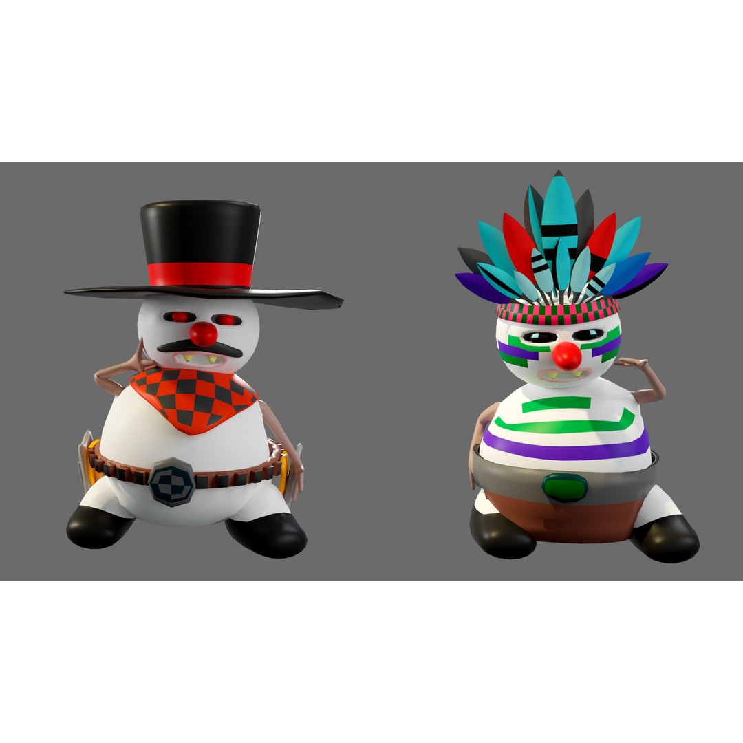 Funny Snowmen 3D Model – Low Poly Character Set, Game Ready, FBX - View 6
