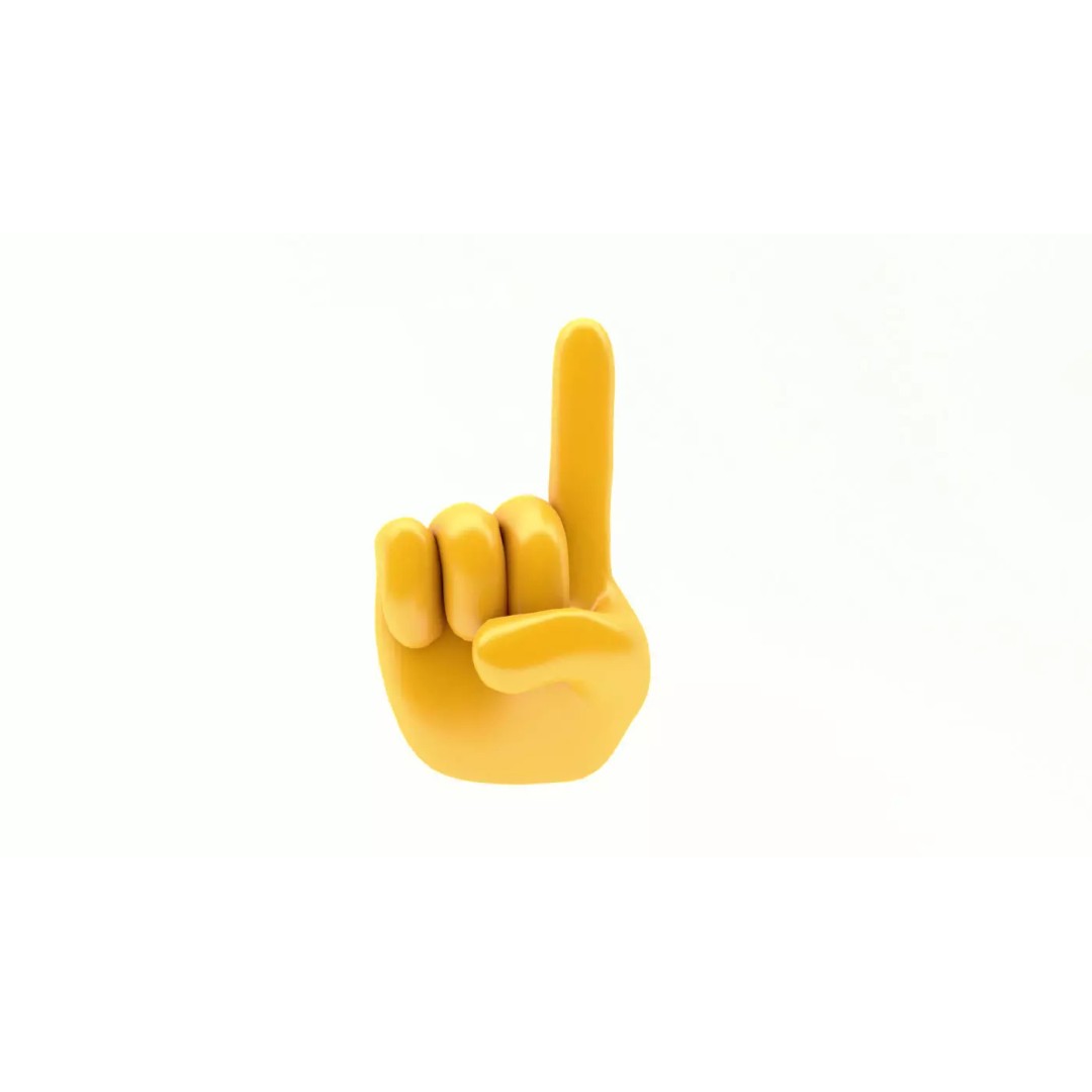 Pointing Hand Emoji 3D Model – Low Poly Gesture Asset, FBX, OBJ - View 2