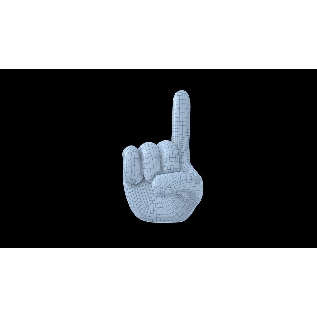 Pointing Hand Emoji 3D Model – Low Poly Gesture Asset, FBX, OBJ - View 4