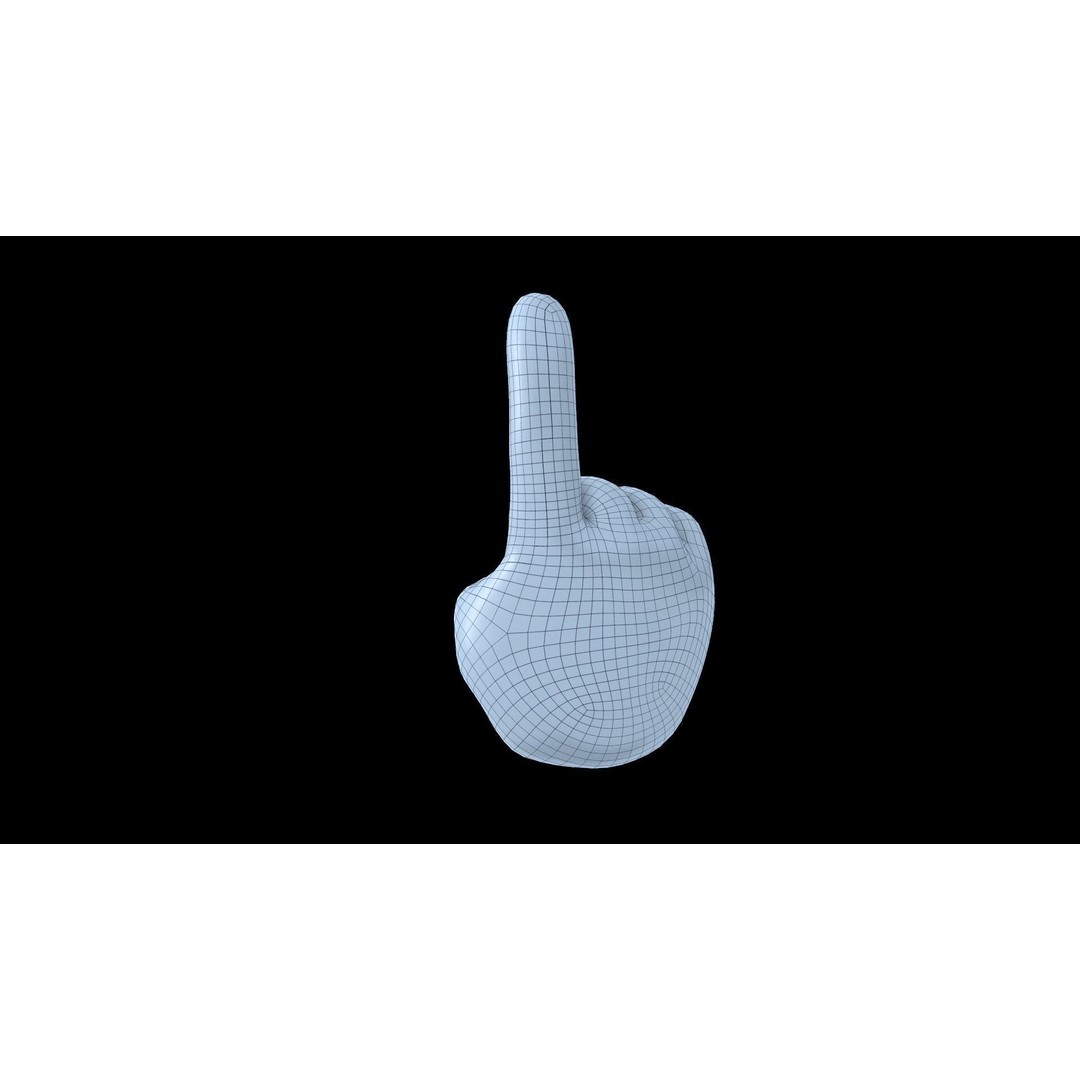 Pointing Hand Emoji 3D Model – Low Poly Gesture Asset, FBX, OBJ - View 5