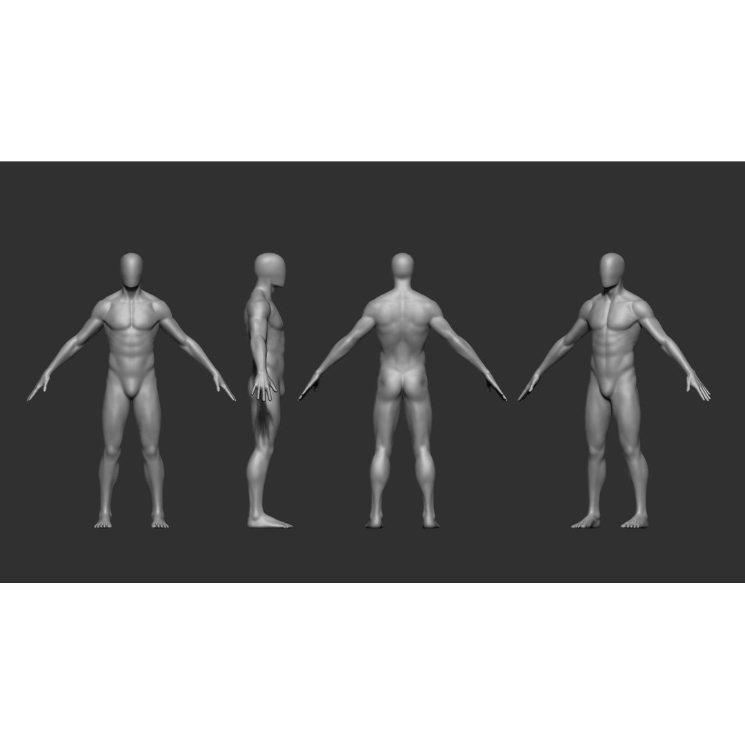 Faceless Body 3D Model – Male and Female Base Mesh, OBJ - View 3