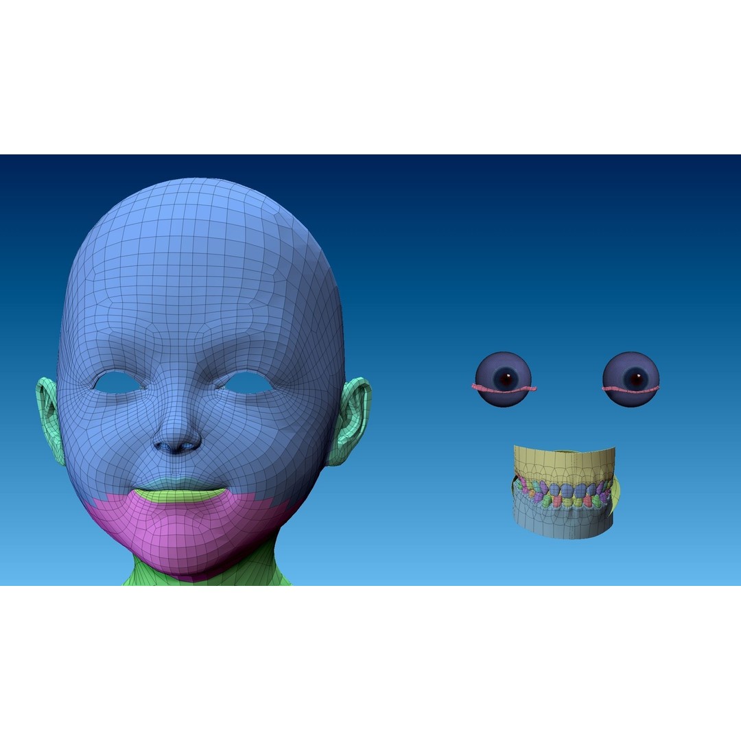 Child Girl 3D Model – Low Poly Base Model T-Pose, FBX, OBJ