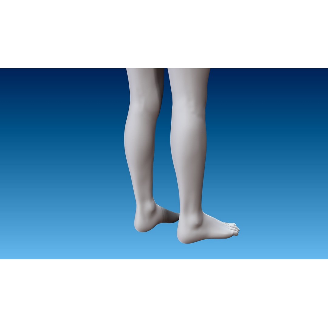 Child Girl 3D Model – Low Poly Base Model T-Pose, FBX, OBJ - View 18