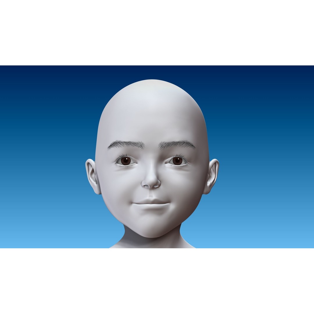 Child Girl 3D Model – Low Poly Base Model T-Pose, FBX, OBJ - View 20