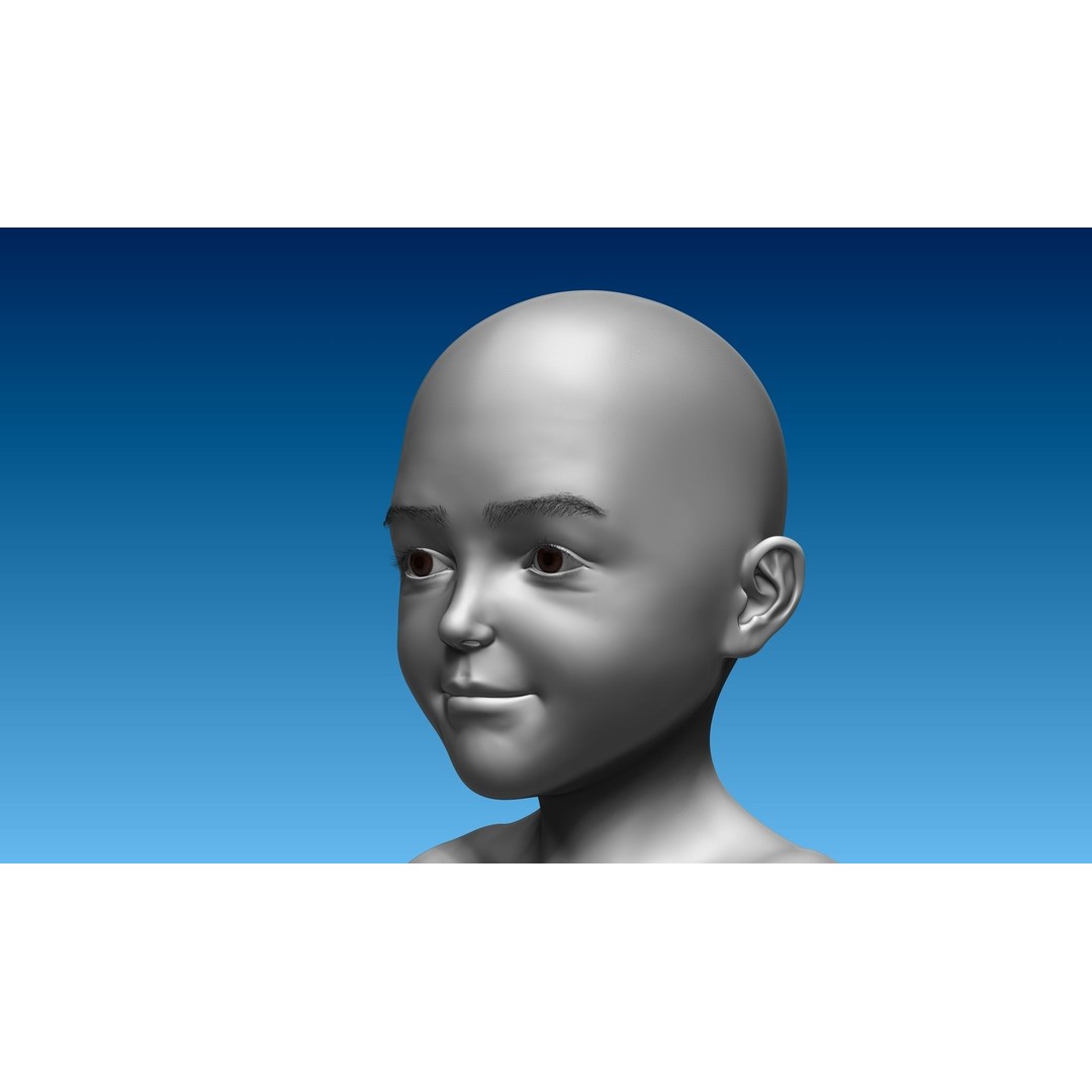 Child Girl 3D Model – Low Poly Base Model T-Pose, FBX, OBJ - View 21