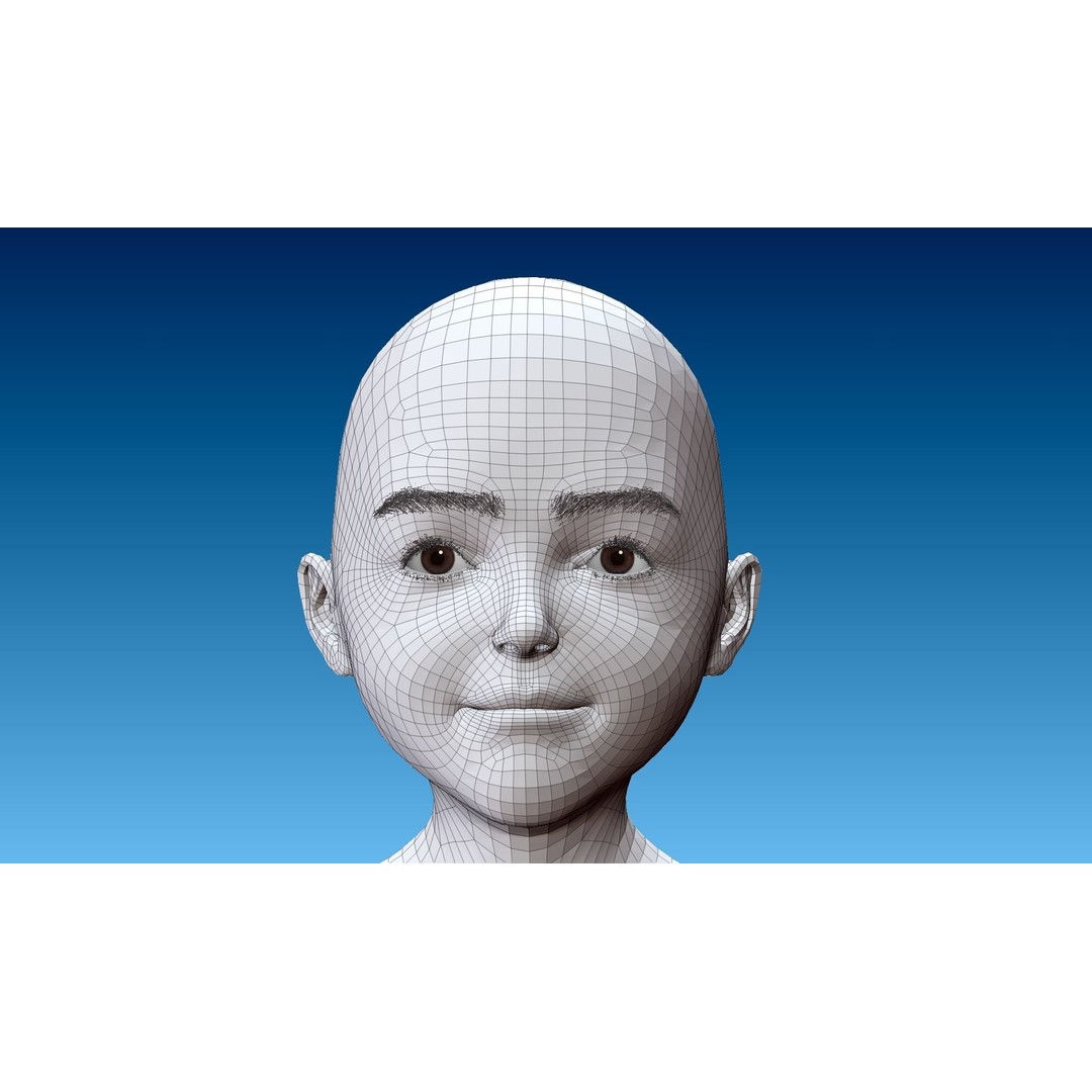 Child Girl 3D Model – Low Poly Base Model T-Pose, FBX, OBJ - View 22