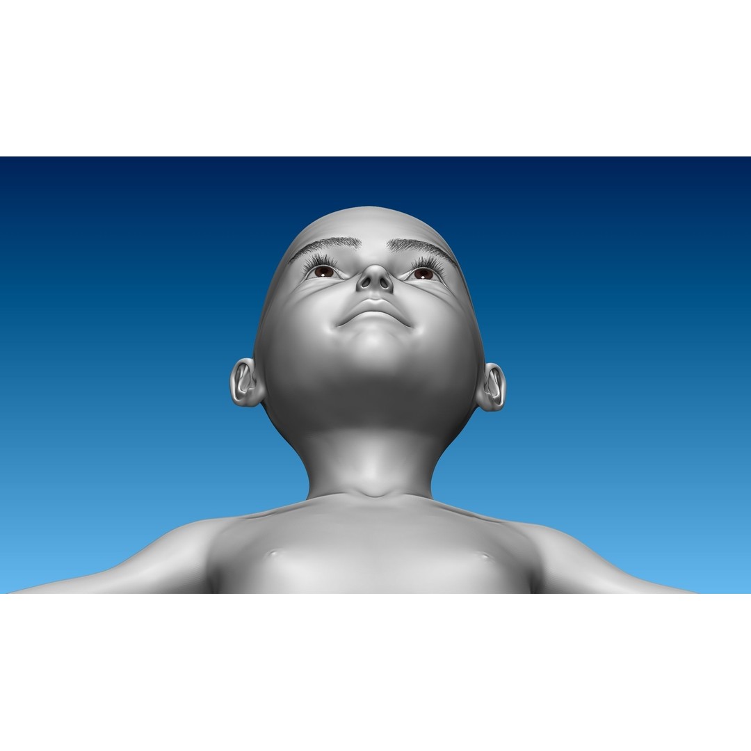 Child Girl 3D Model – Low Poly Base Model T-Pose, FBX, OBJ - View 23