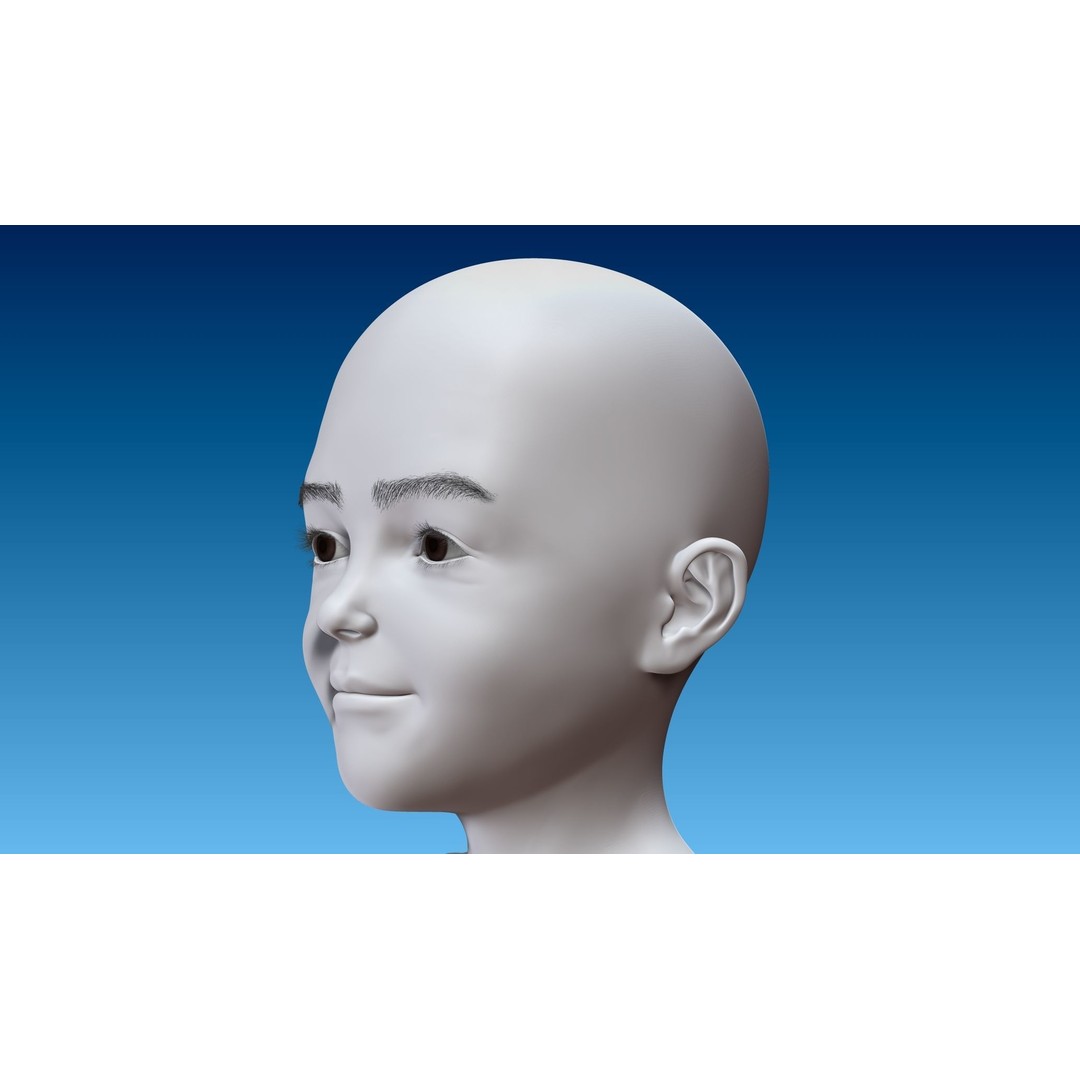 Child Girl 3D Model – Low Poly Base Model T-Pose, FBX, OBJ - View 24