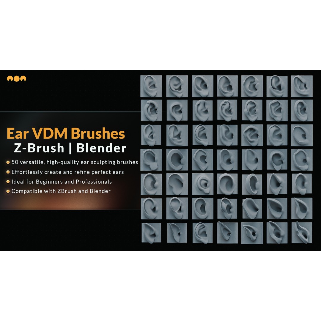 Ear VDM Brushes 3D Model – Realistic & Stylized Sculpting Tools