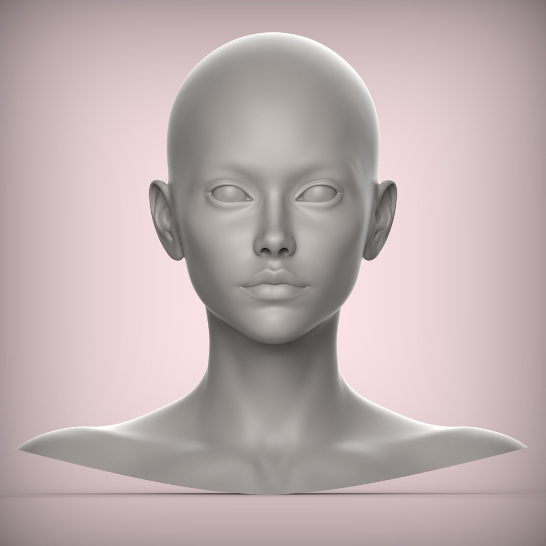 Female Teenager Head 3D Model – High Poly Portrait for Printing - View 3