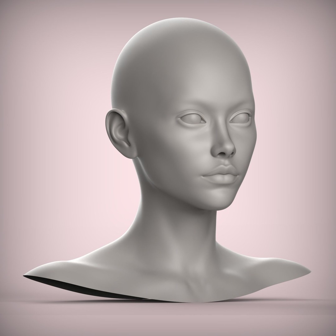Female Teenager Head 3D Model – High Poly Portrait for Printing - View 4