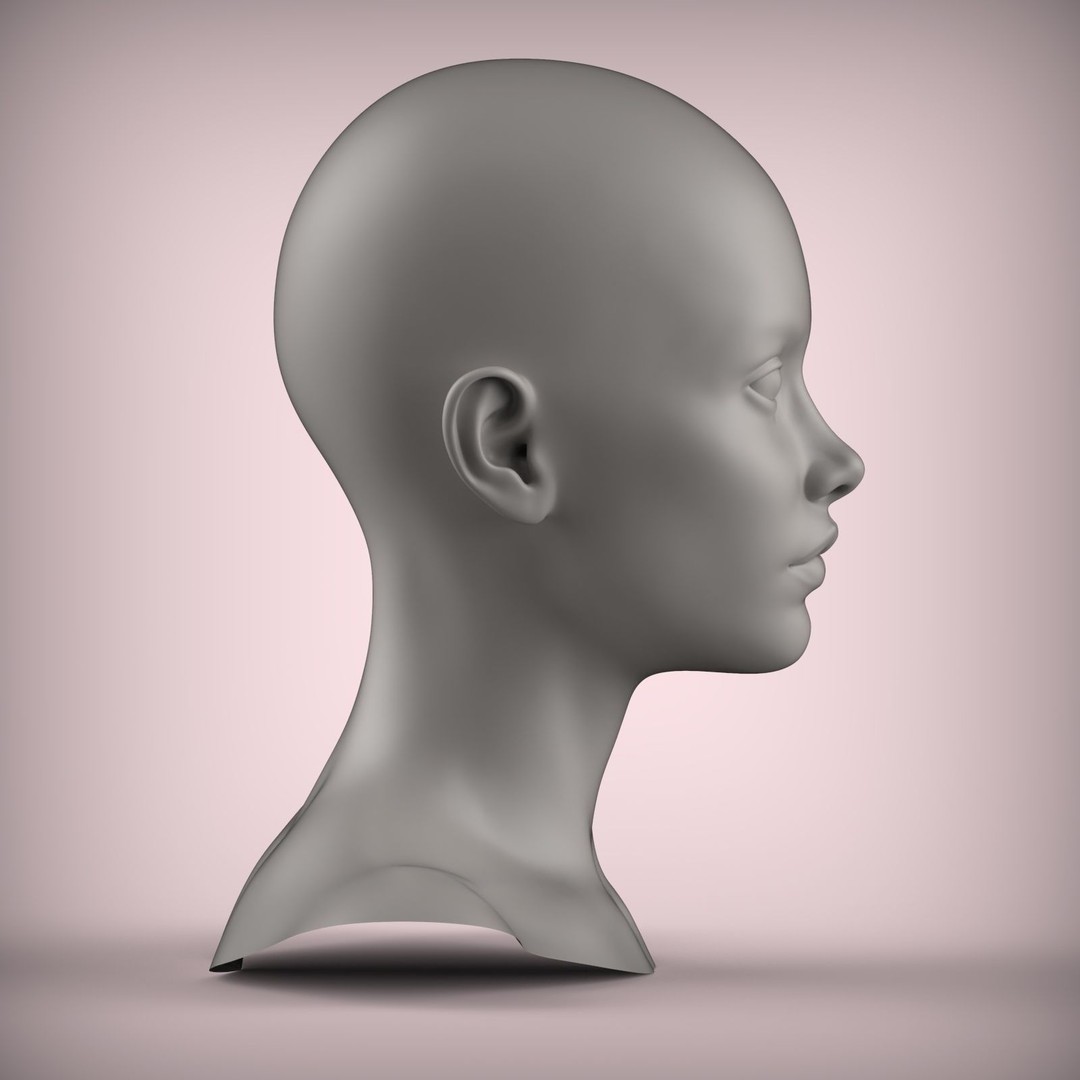 Female Teenager Head 3D Model – High Poly Portrait for Printing - View 5