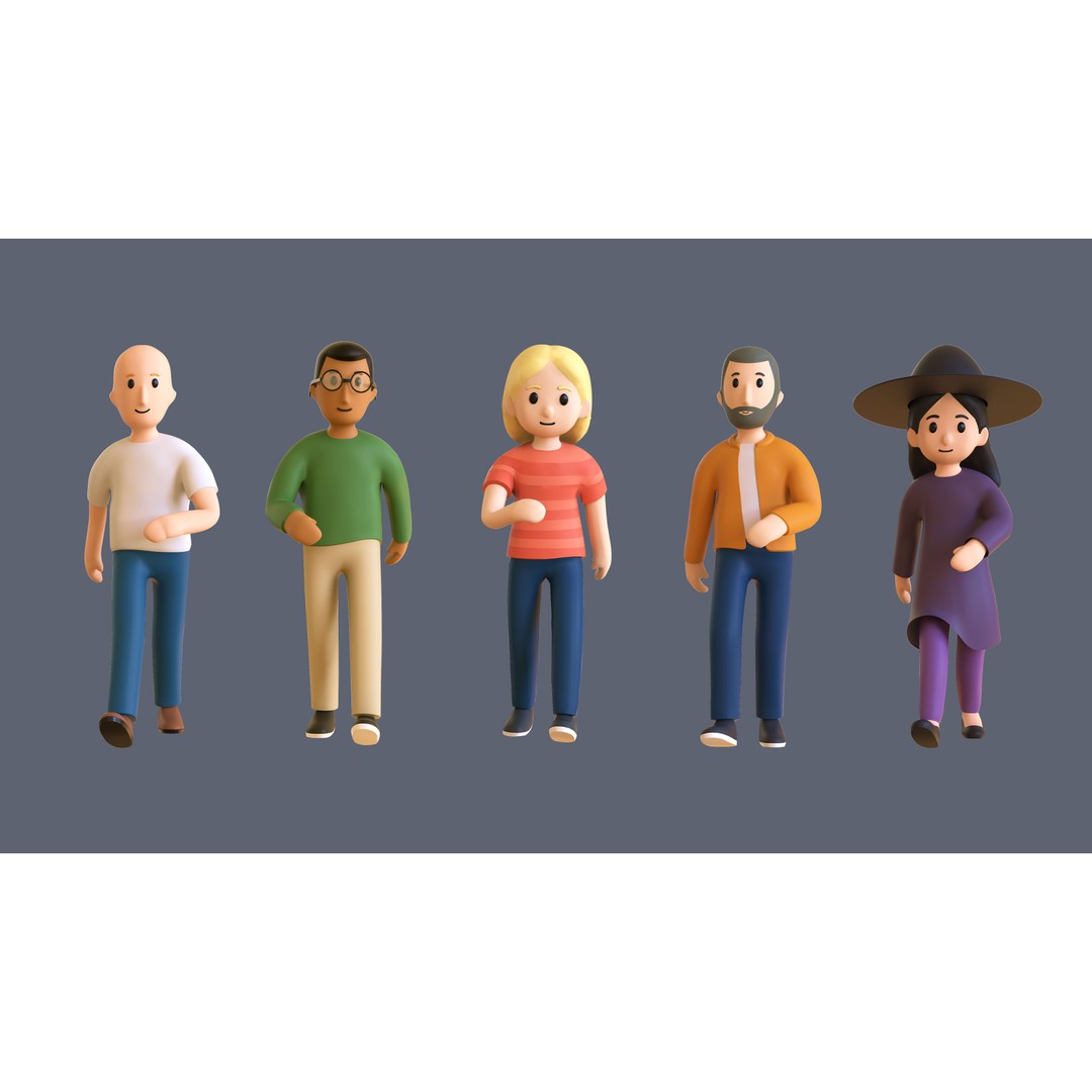 Casual Characters 02 3D Model – Low Poly Rigged Characters with Animations - View 11
