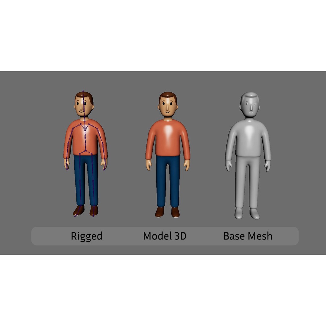 Casual Characters 02 3D Model – Low Poly Rigged Characters with Animations - View 13