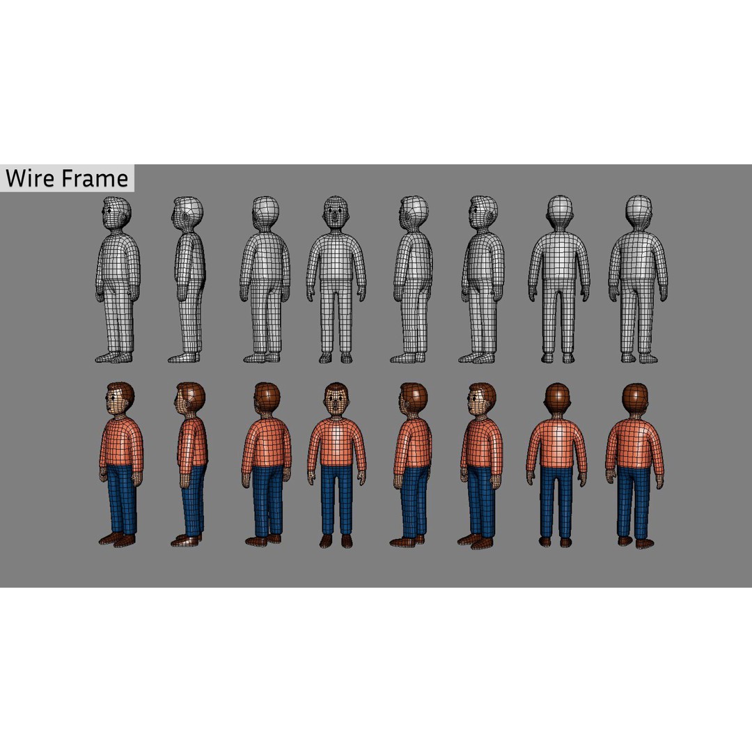 Casual Characters 02 3D Model – Low Poly Rigged Characters with Animations - View 16