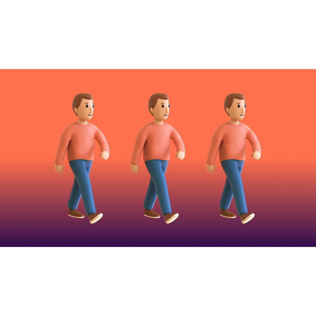 Casual Characters 02 3D Model – Low Poly Rigged Characters with Animations - View 19