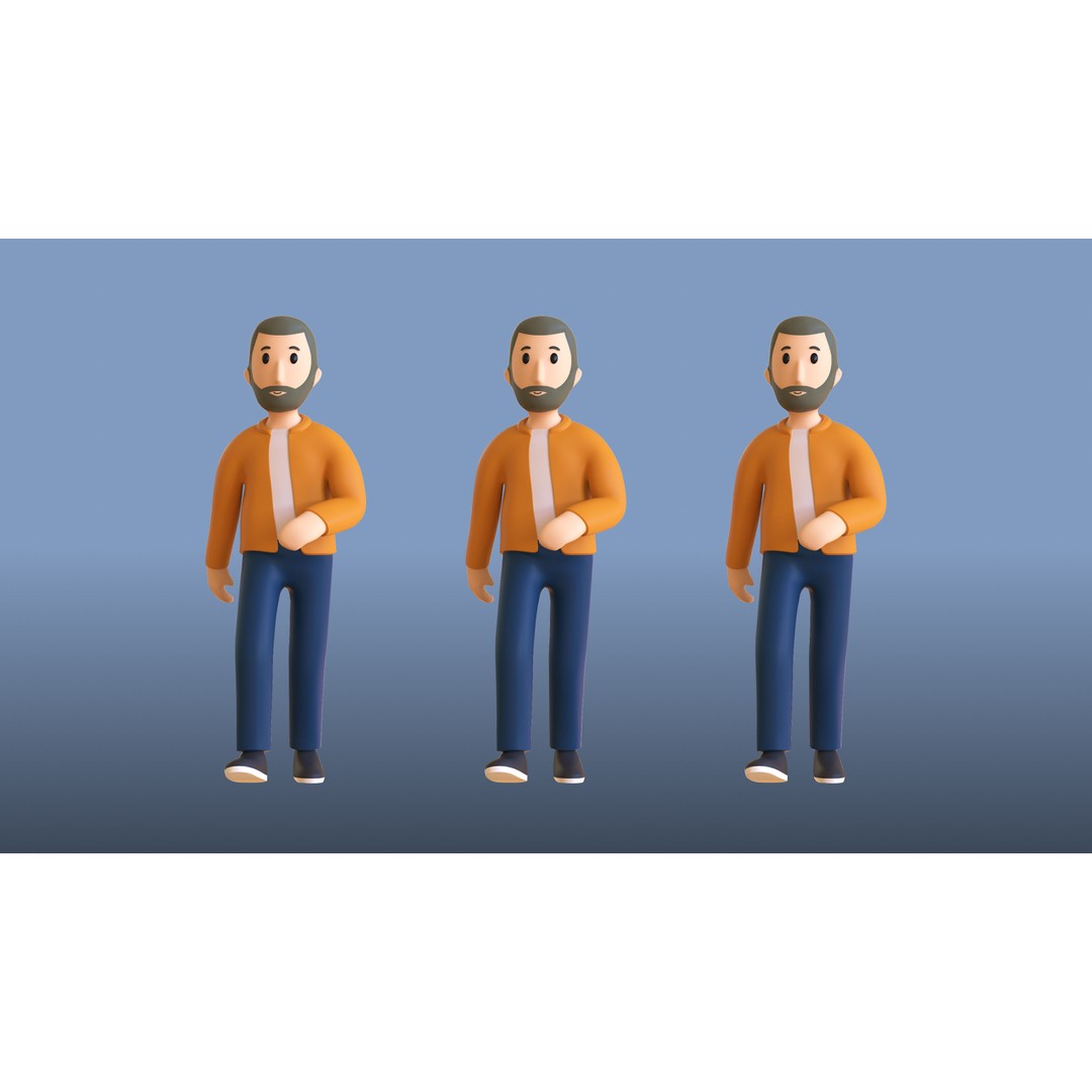 Casual Characters 02 3D Model – Low Poly Rigged Characters with Animations - View 21