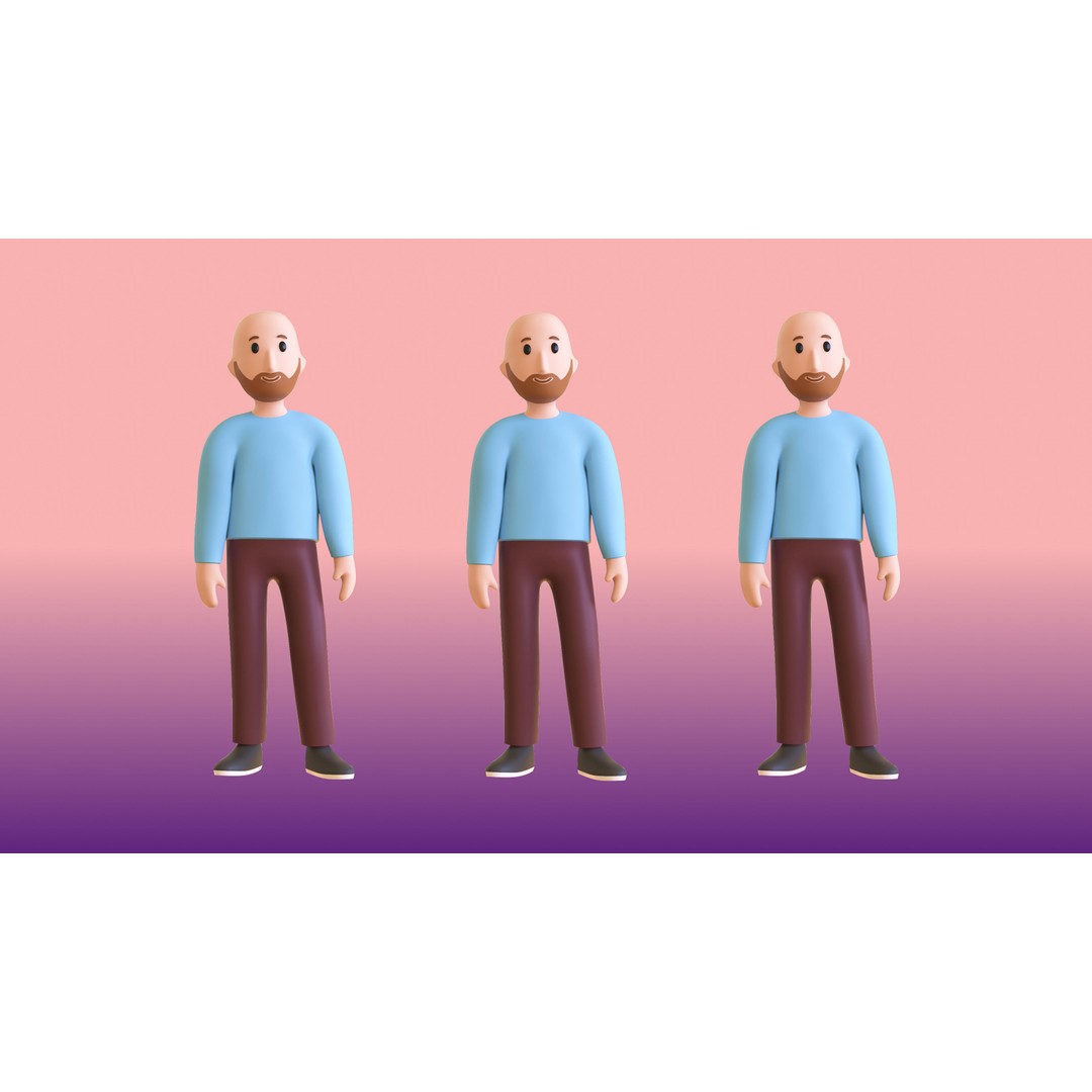 Casual Characters 02 3D Model – Low Poly Rigged Characters with Animations - View 22