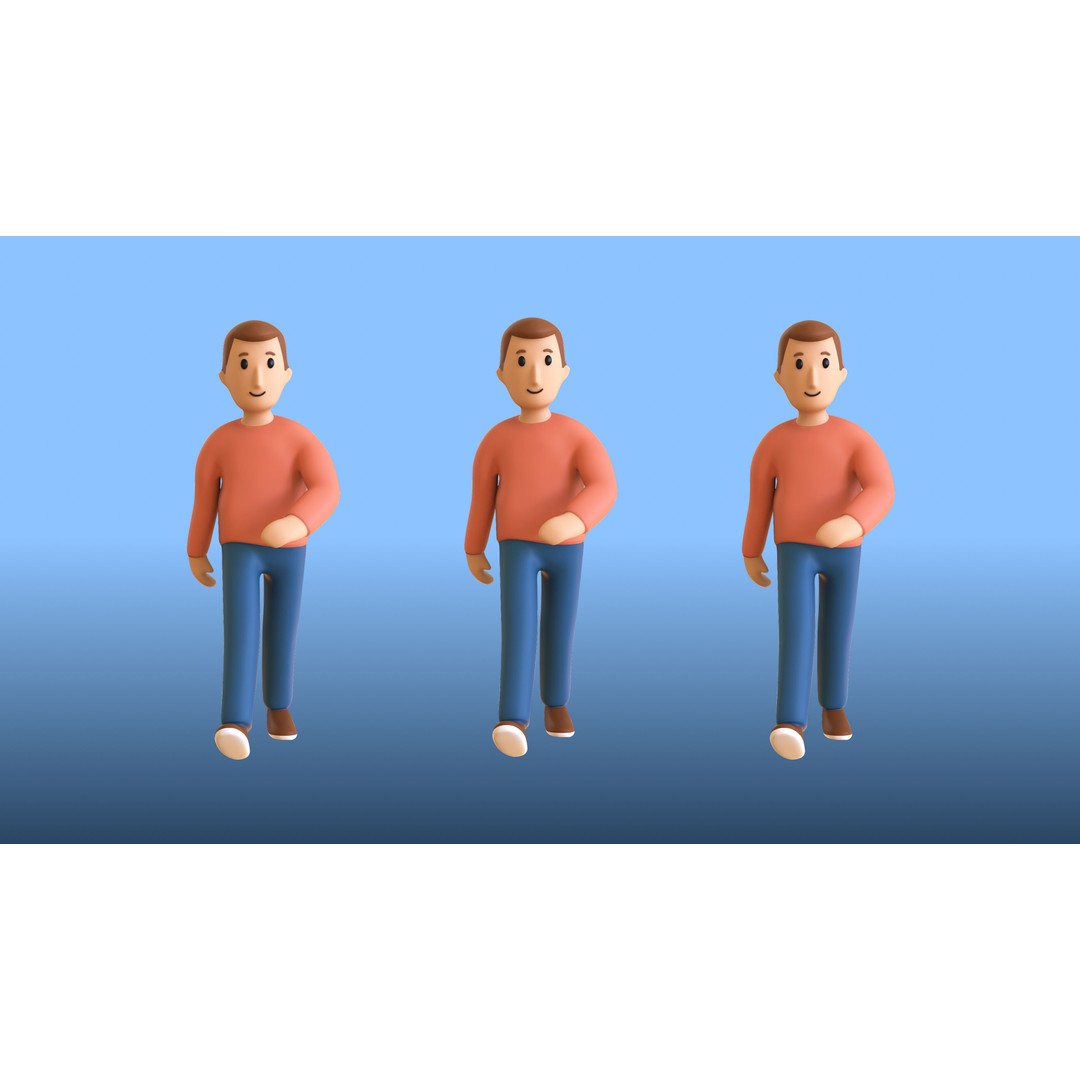 Casual Characters 02 3D Model – Low Poly Rigged Characters with Animations - View 25