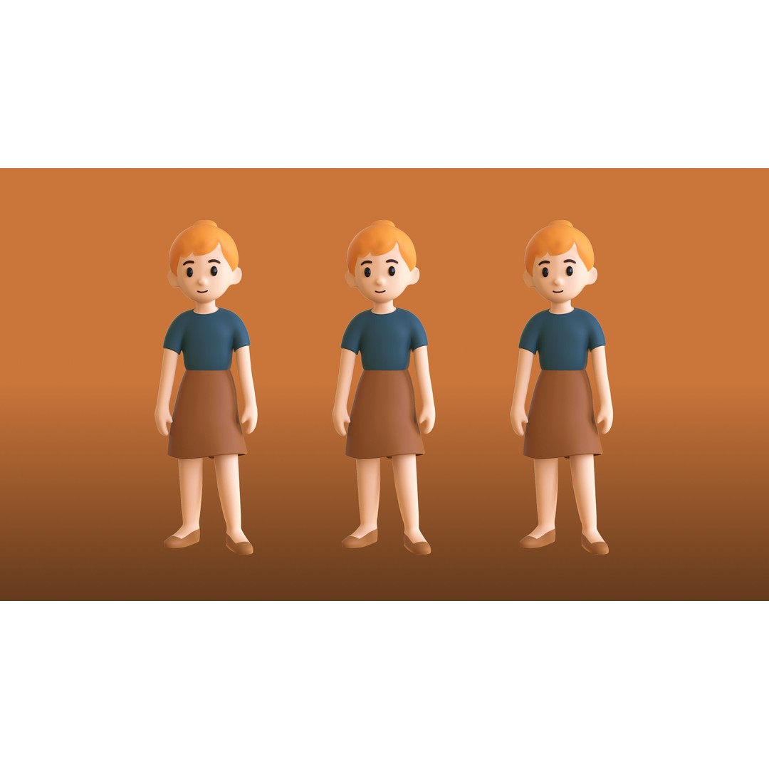 Casual Characters 02 3D Model – Low Poly Rigged Characters with Animations - View 26