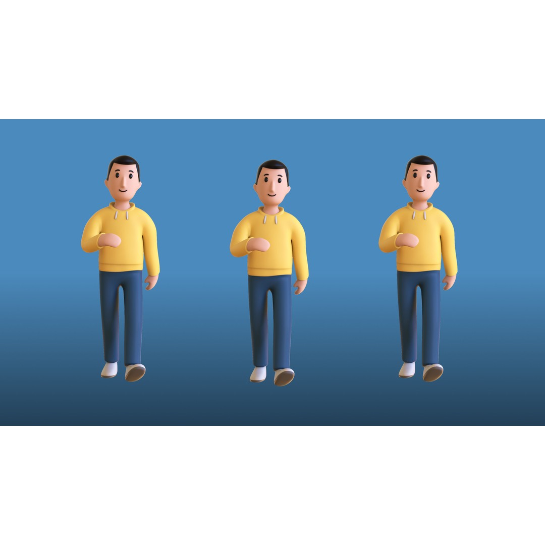 Casual Characters 02 3D Model – Low Poly Rigged Characters with Animations - View 27