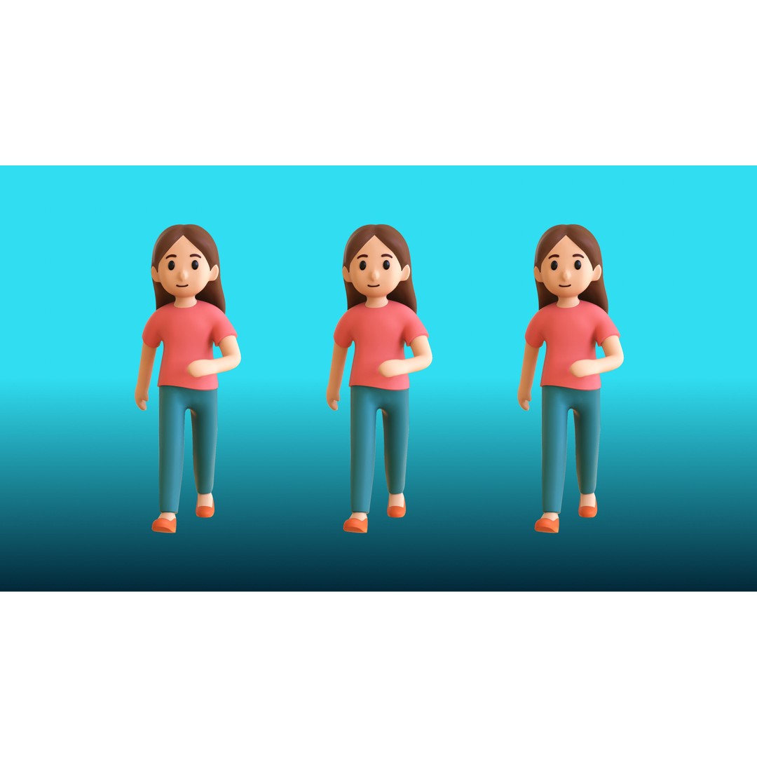 Casual Characters 02 3D Model – Low Poly Rigged Characters with Animations - View 29