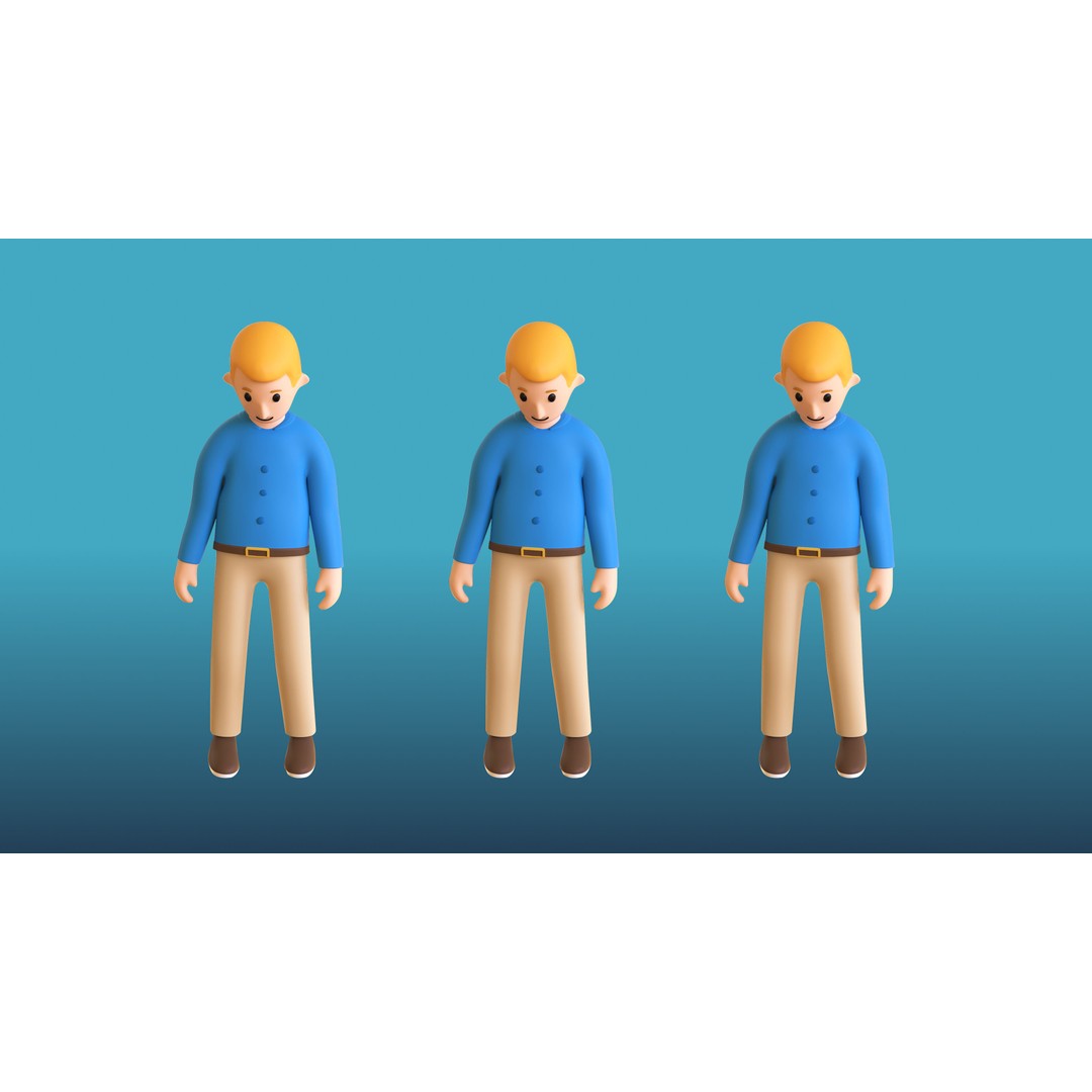 Casual Characters 02 3D Model – Low Poly Rigged Characters with Animations - View 30