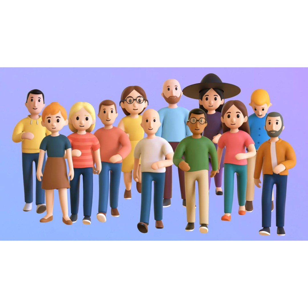 Casual Characters 02 3D Model – Low Poly Rigged Characters with Animations - View 4