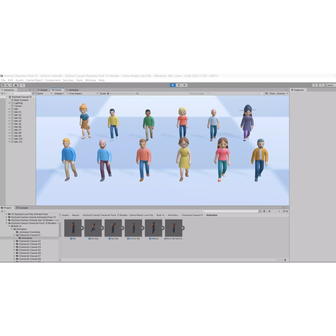 Casual Characters 02 3D Model – Low Poly Rigged Characters with Animations - View 7