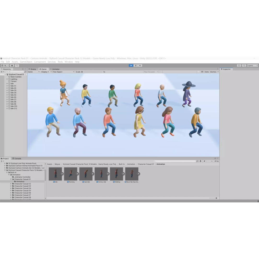 Casual Characters 02 3D Model – Low Poly Rigged Characters with Animations - View 8