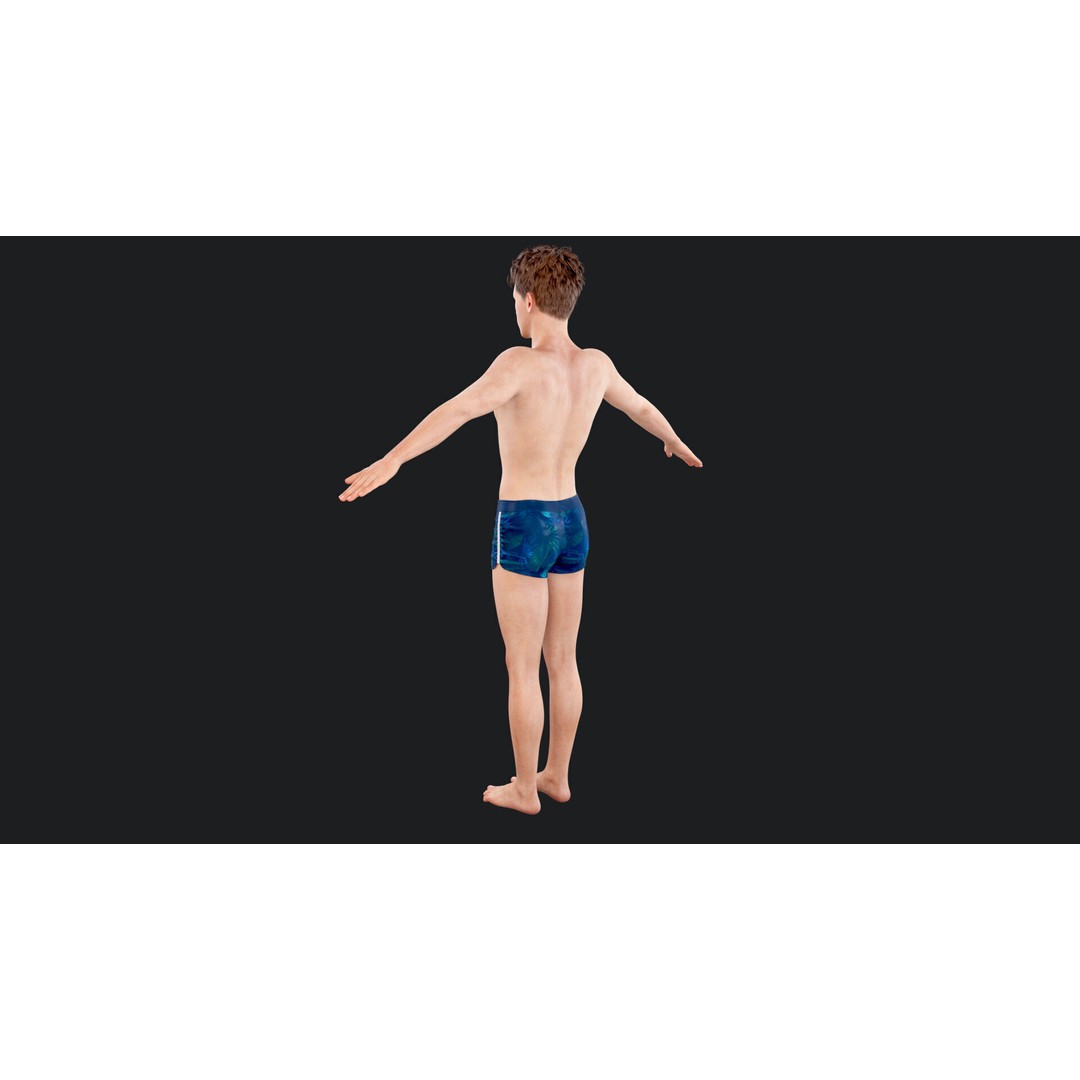 Male Windsurf 3D Model – Low Poly Rigged Character, FBX, OBJ - View 10