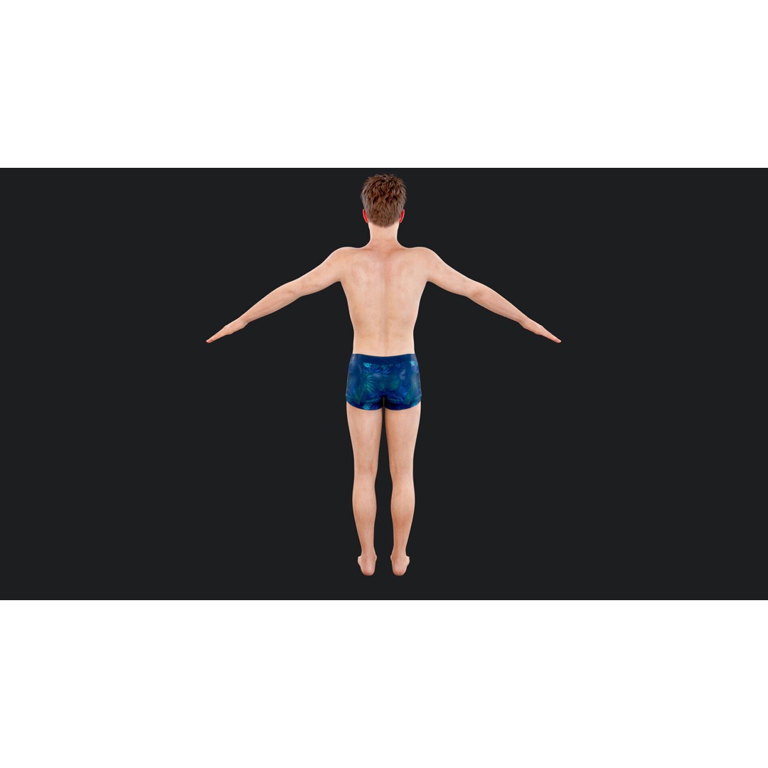 Male Windsurf 3D Model – Low Poly Rigged Character, FBX, OBJ - View 11