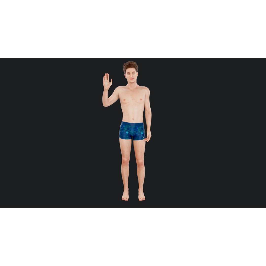 Male Windsurf 3D Model – Low Poly Rigged Character, FBX, OBJ - View 22