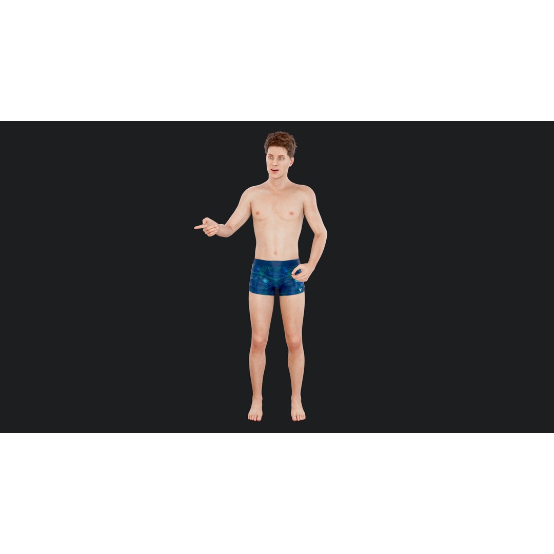 Male Windsurf 3D Model – Low Poly Rigged Character, FBX, OBJ - View 4