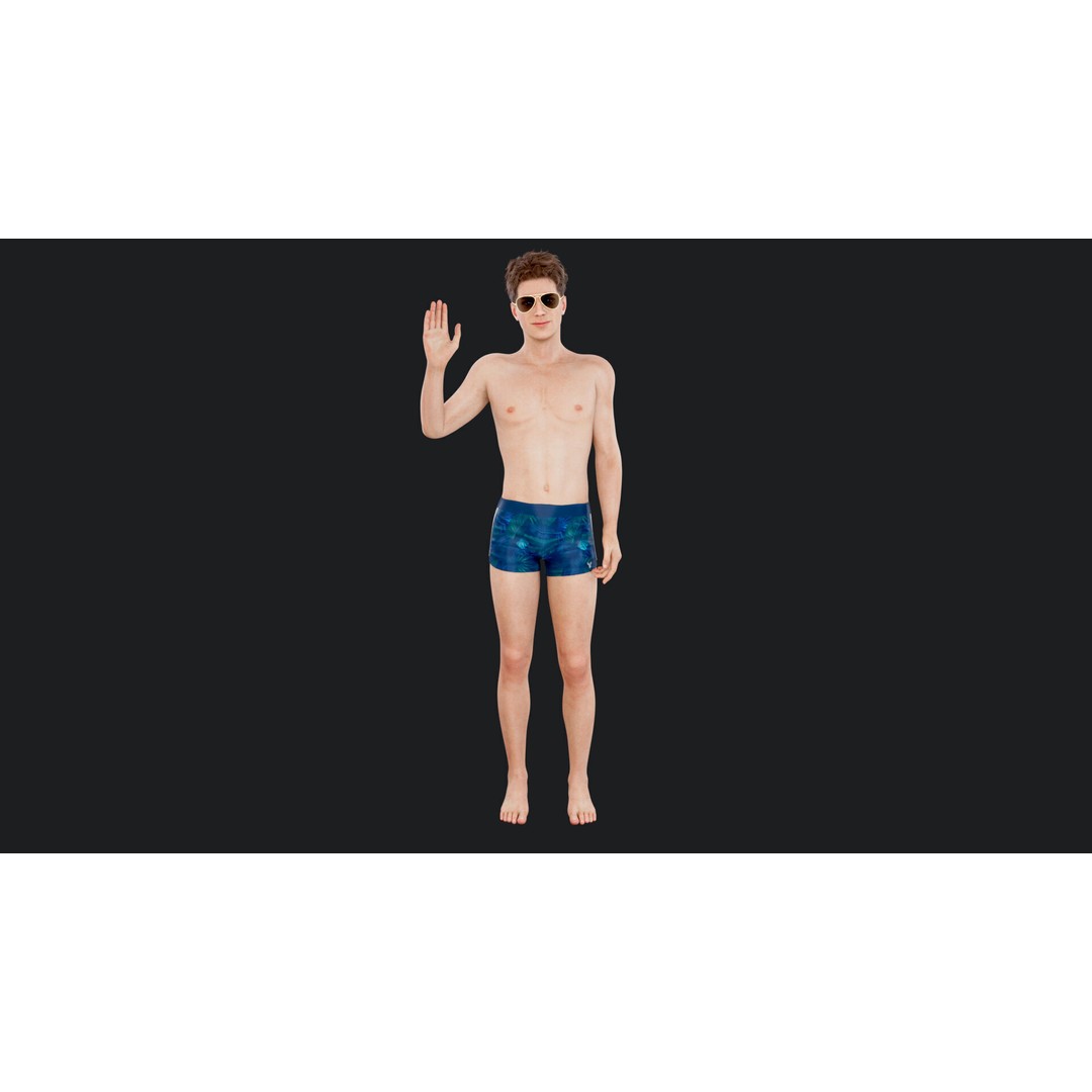 Male Windsurf 3D Model – Low Poly Rigged Character, FBX, OBJ - View 5