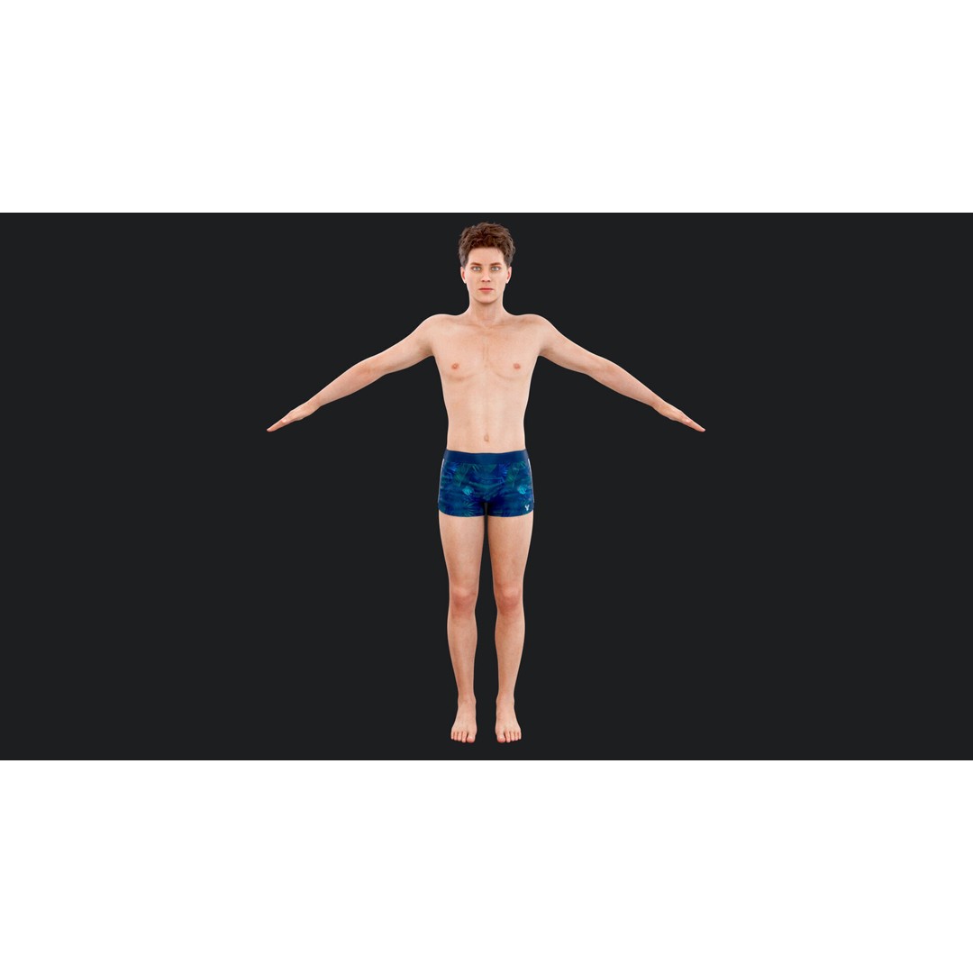 Male Windsurf 3D Model – Low Poly Rigged Character, FBX, OBJ - View 7