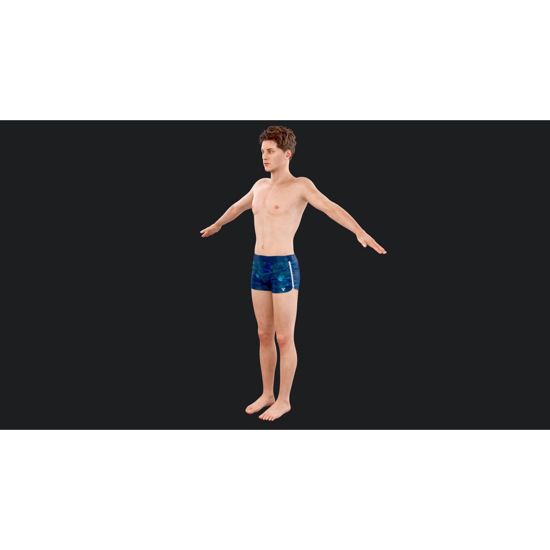 Male Windsurf 3D Model – Low Poly Rigged Character, FBX, OBJ - View 8