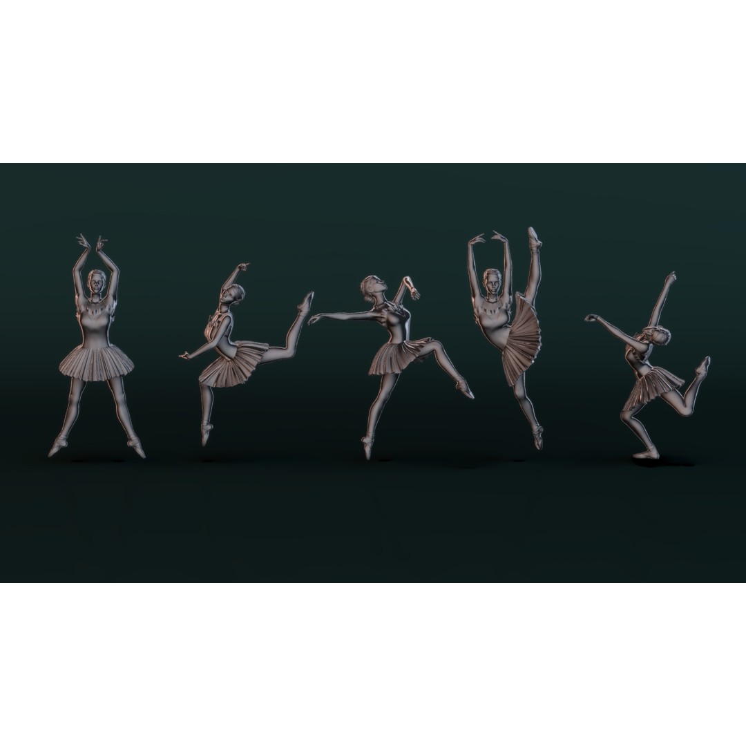 Ballerina 3D Model – High Poly Dancer Poses for 3D Printing - View 10