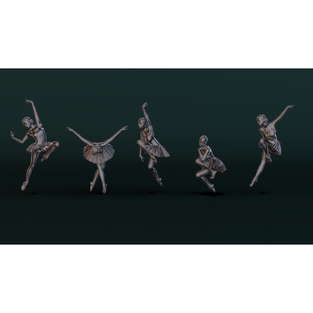 Ballerina 3D Model – High Poly Dancer Poses for 3D Printing - View 11