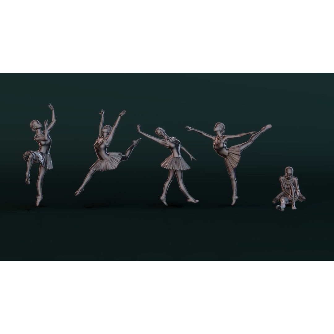 Ballerina 3D Model – High Poly Dancer Poses for 3D Printing - View 12