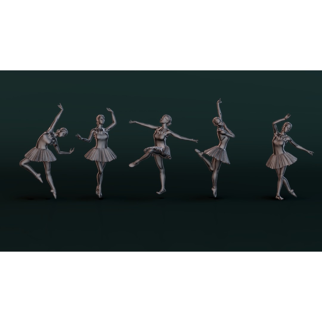 Ballerina 3D Model – High Poly Dancer Poses for 3D Printing - View 3