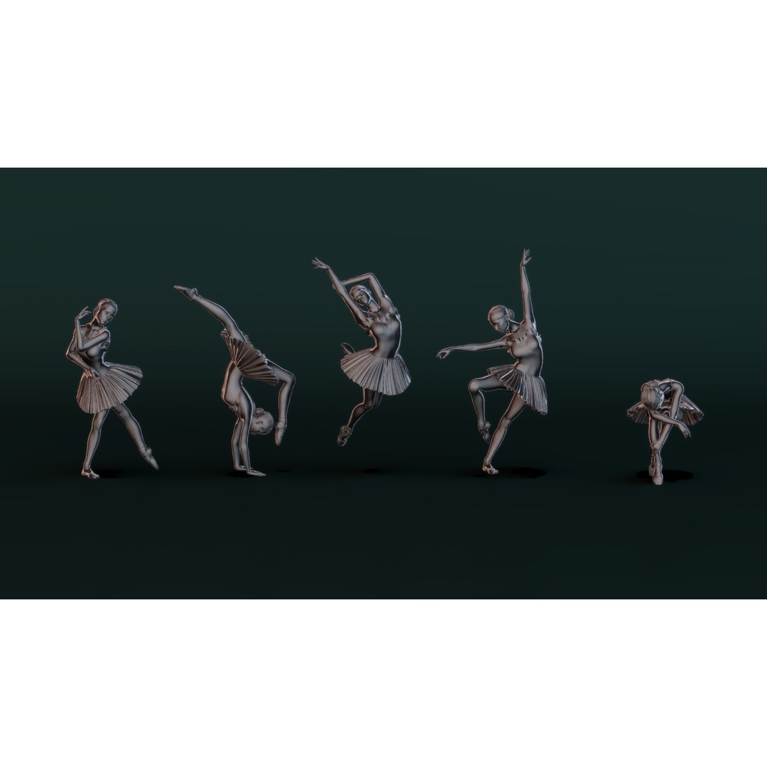 Ballerina 3D Model – High Poly Dancer Poses for 3D Printing - View 5