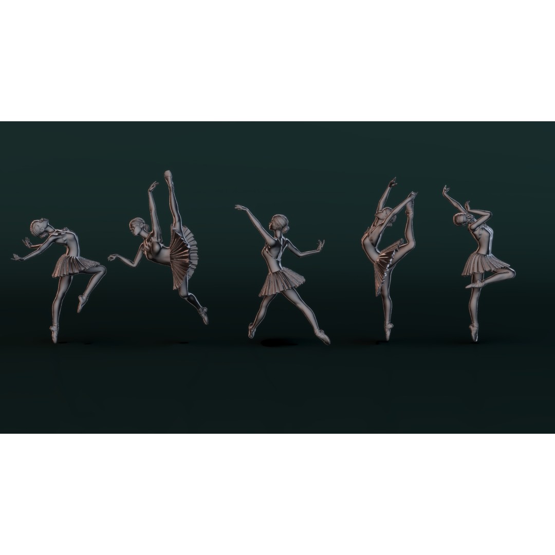 Ballerina 3D Model – High Poly Dancer Poses for 3D Printing - View 6